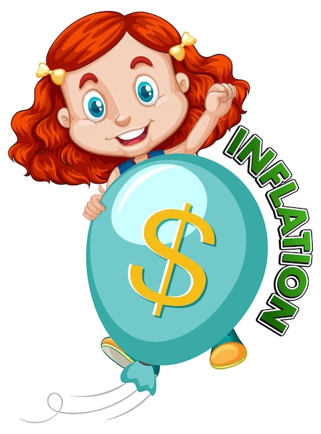 Inflation with a girl and green balloon