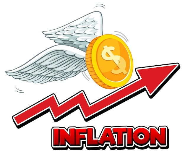 Бесплатное векторное изображение Инфляция с красной стрелкой идет вверх