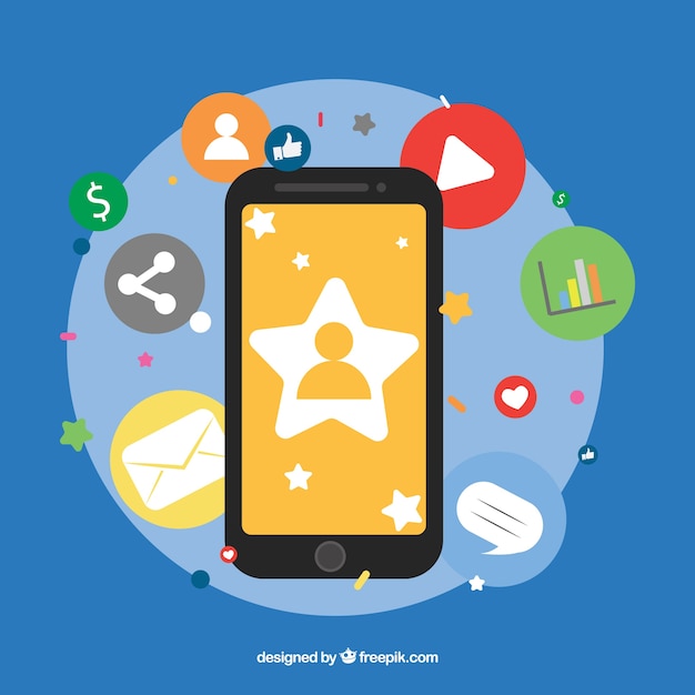 Free vector influence marketing design with smartphone