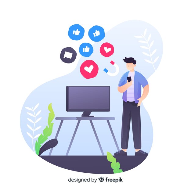 Influencer man on social media landing page