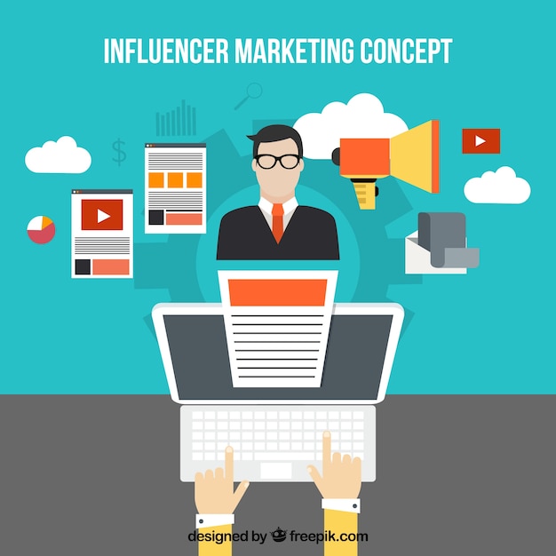 Free vector influencer marketing concept with businessman