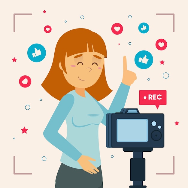 Free vector influencer recording new video