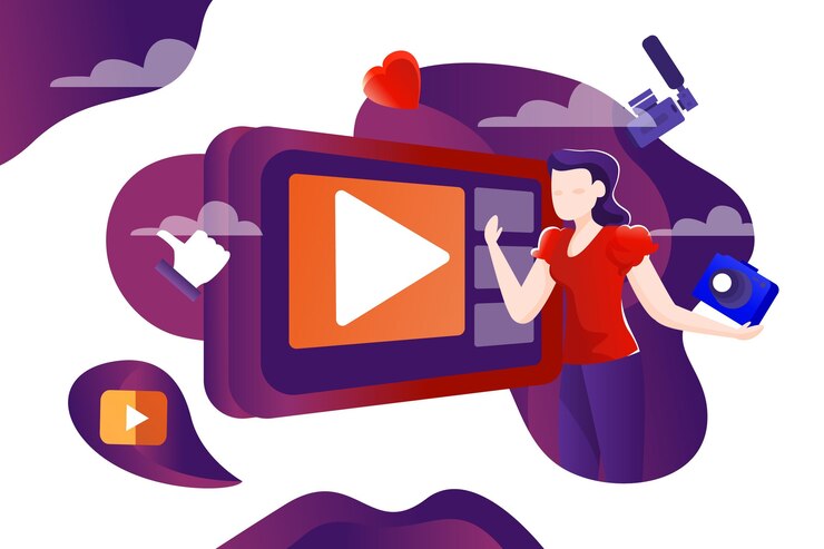 Free Vector influencer recording new video