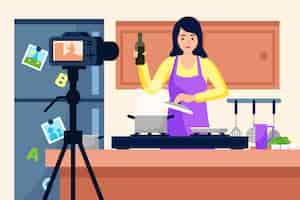 Free vector influencer recording video illustration