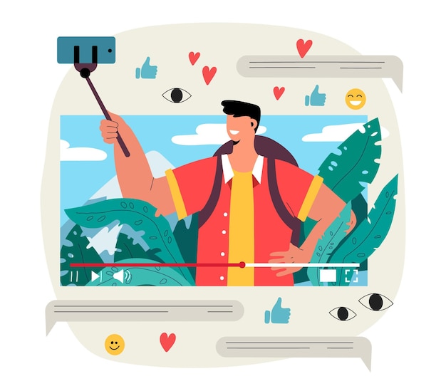 Influencer video blogging illustration