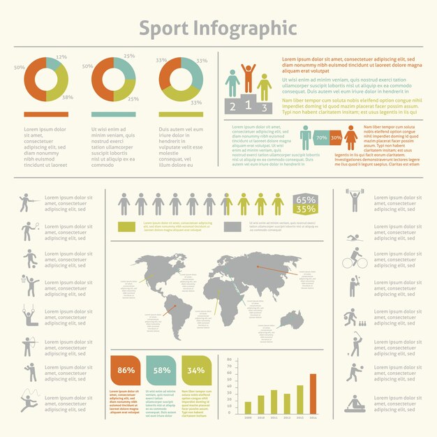 Infografic陸上競技スポーツ成果の開発と競争受賞者の統計プレゼンテーションダイアグラムレイアウトテンプレートデザインのベクトル図