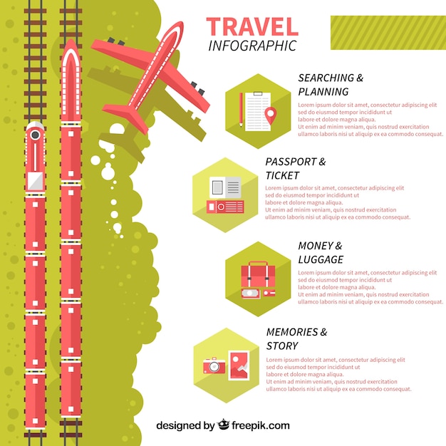 Бесплатное векторное изображение Инфографика с дизайном путешествия