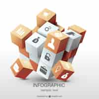 Free vector infographic 3d cube design