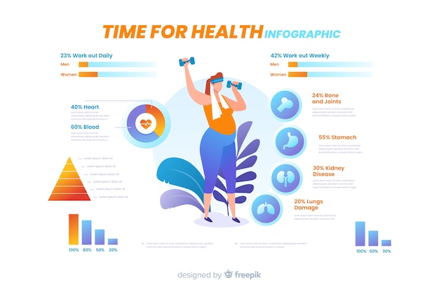 Free vector infographic about health flat design