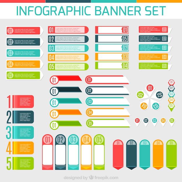 무료 벡터 infographic 배너 세트