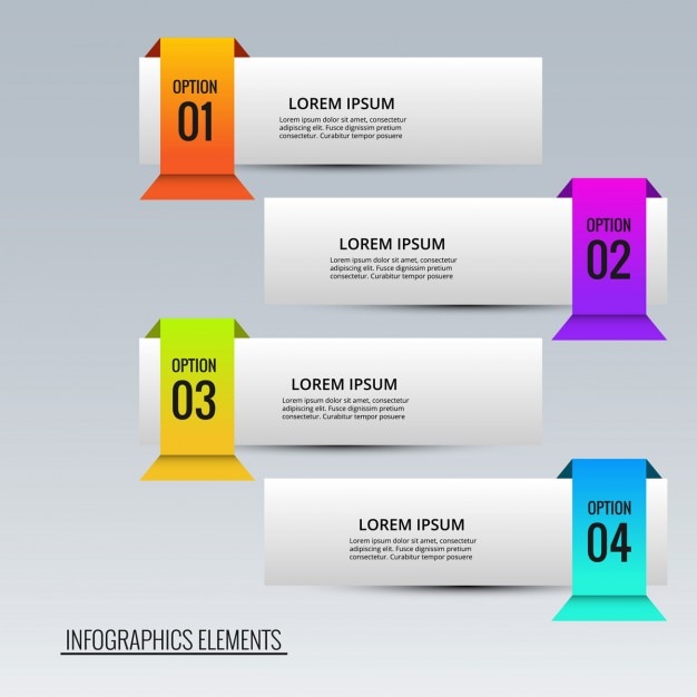 Free vector infographic banners with colored ribbons