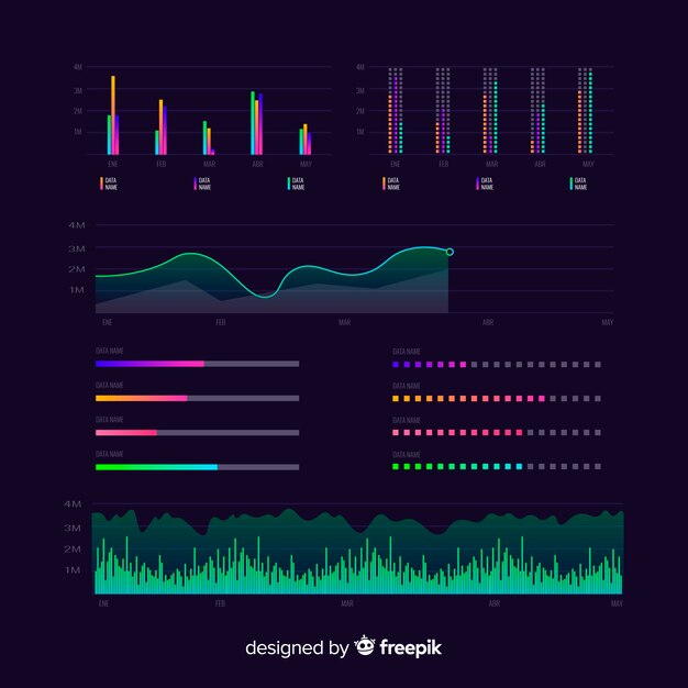 Шаблон информационной панели бизнес инфографики