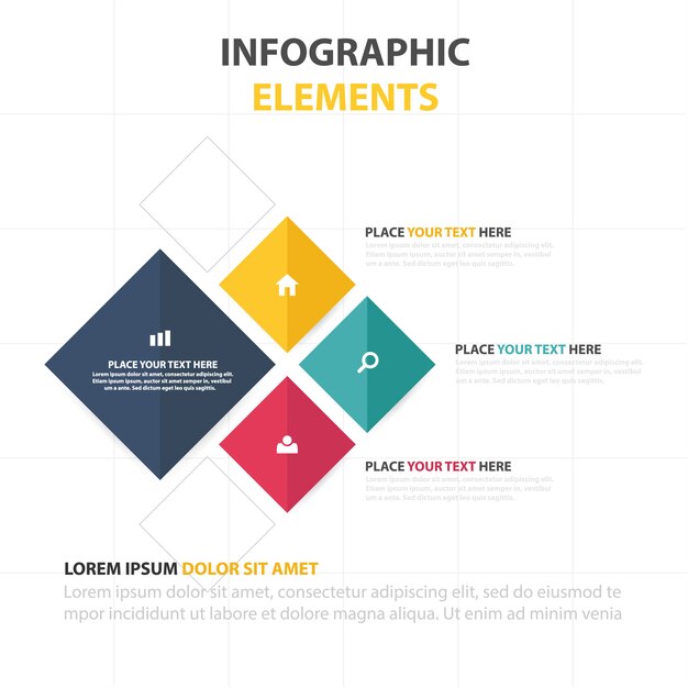 Красочный абстрактный квадрат бизнес-инфографический шаблон