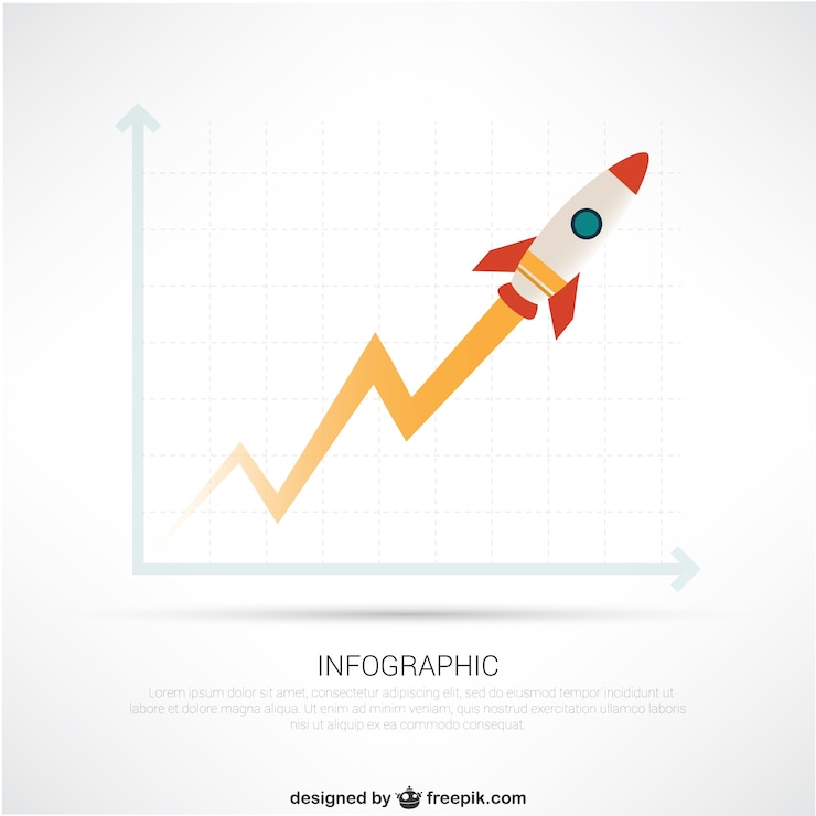 Free Vector infographic chart with rocket