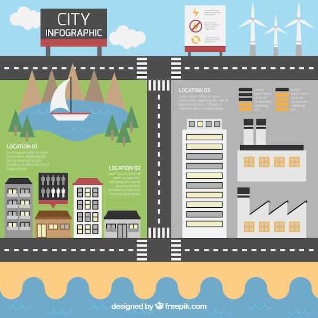 Vettore gratuito infographic città strade