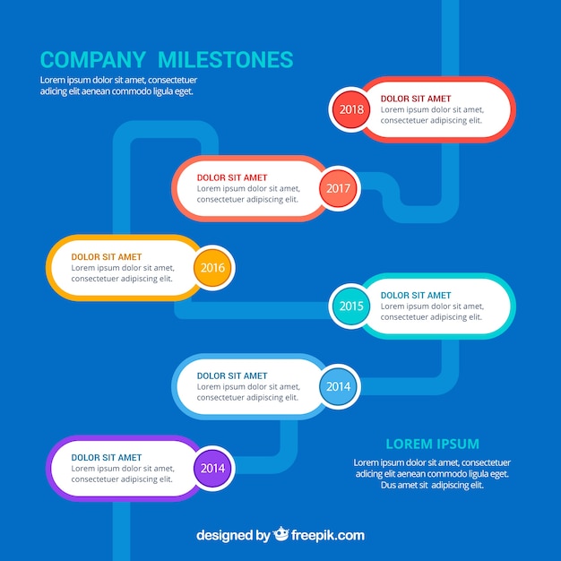 Infographic company milestones concept with road
