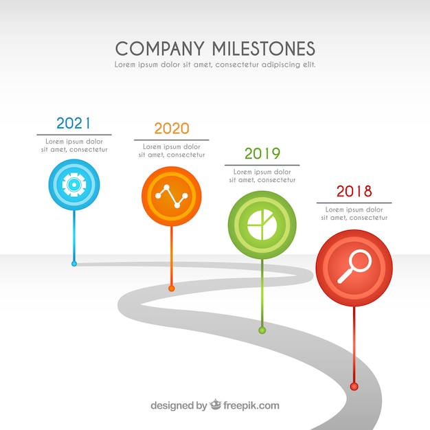 Free vector infographic company milestones concept