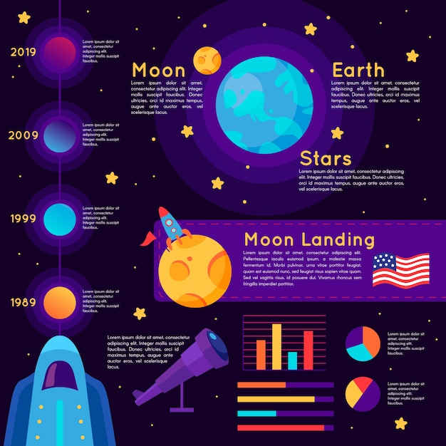 무료 벡터 우주의 infographic 개념