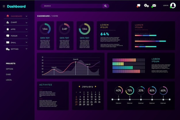 Free vector infographic dashboard user panel