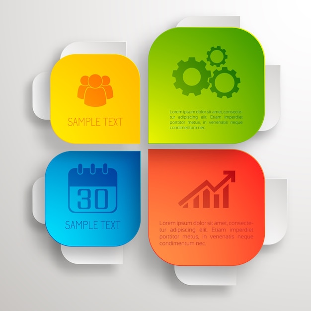 다채로운 비즈니스 요소와 아이콘 Infographic 디자인 컨셉