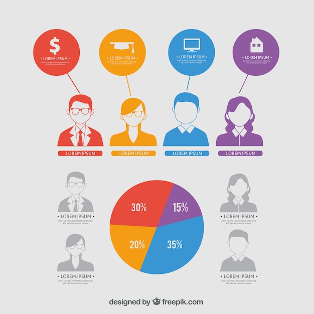 젊은 사람들과 Infographic 디자인