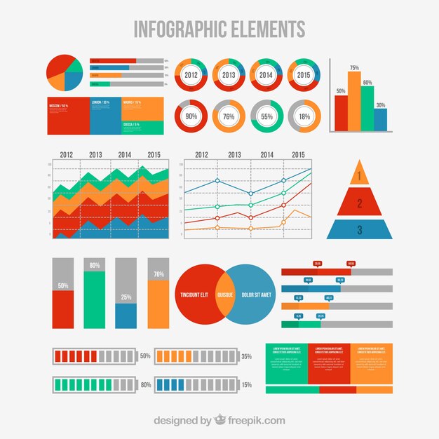 Сбор инфографических элементов в плоском дизайне