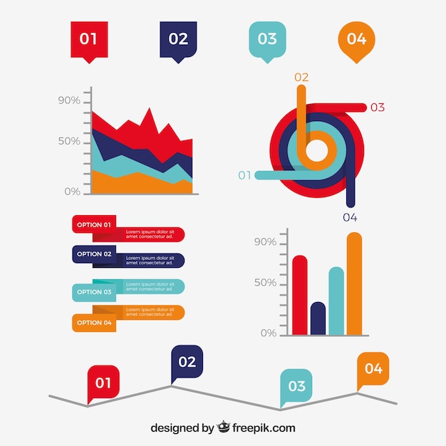 Raccolta di elementi di infografica in design piatto