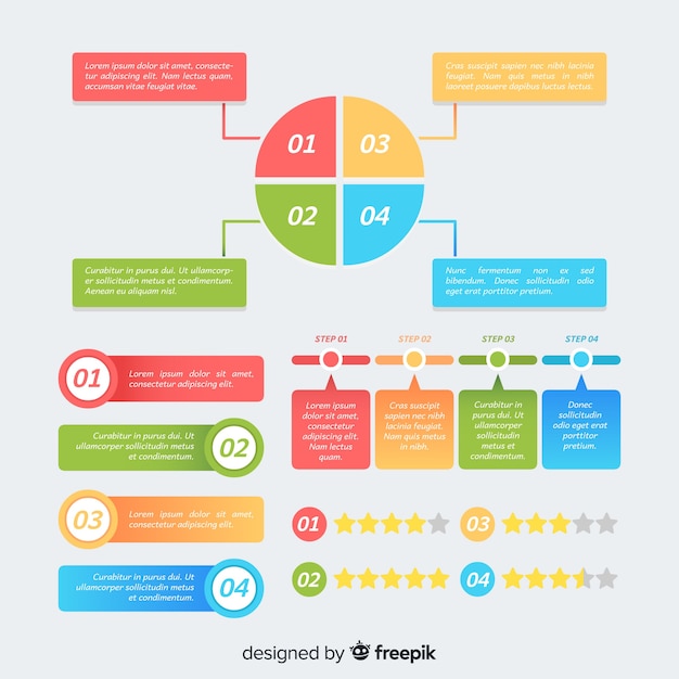 무료 벡터 평면 디자인의 infographic 요소 컬렉션