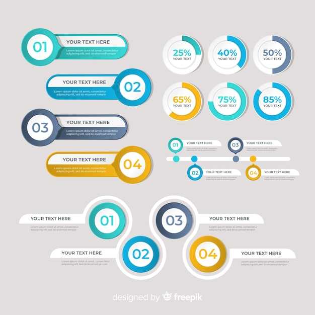 평면 디자인의 Infographic 요소 컬렉션