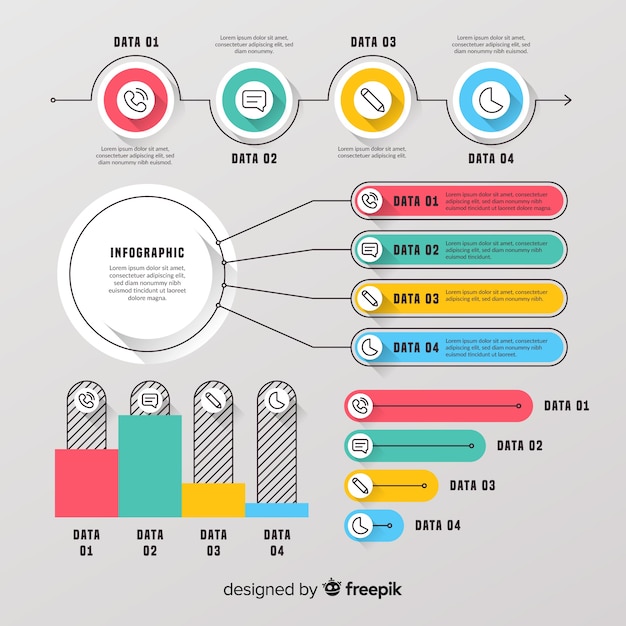 평면 디자인의 Infographic 요소 컬렉션