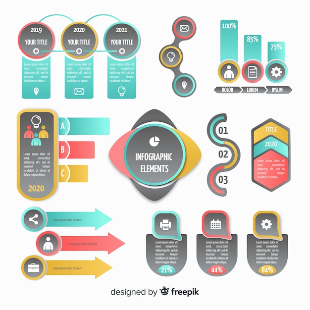 Raccolta di elementi di infografica in stile piano