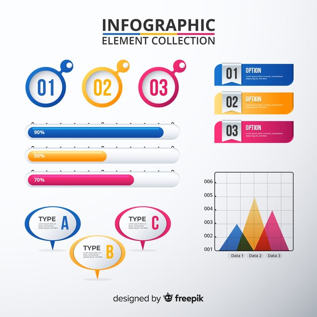 グラデーションスタイルのインフォグラフィック要素のコレクション