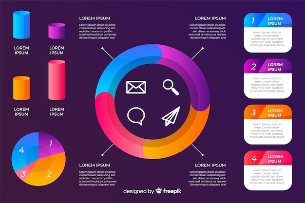 Vettore gratuito collezione di elementi di infografica in stile sfumato