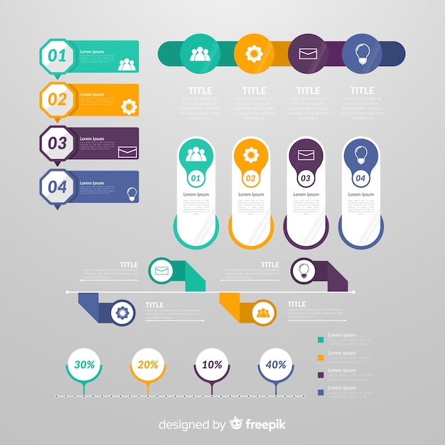 Бесплатное векторное изображение Коллекция элементов инфографики в плоском дизайне