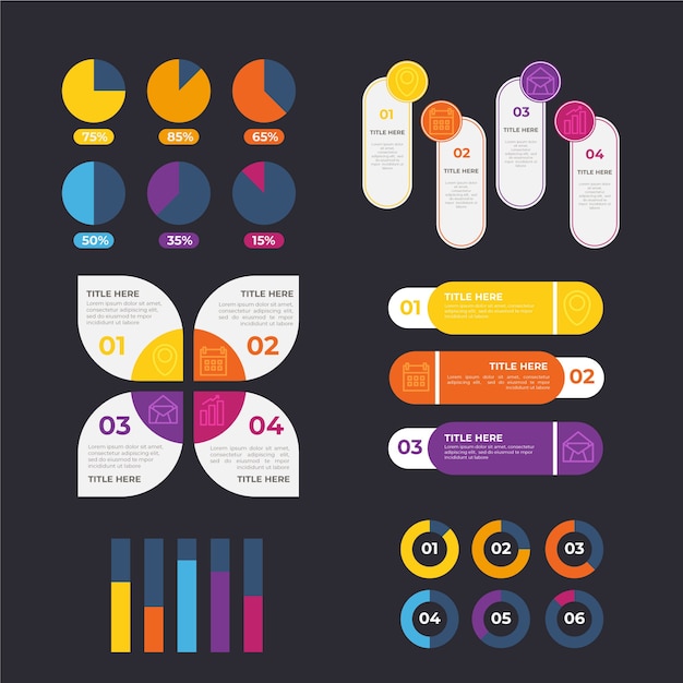 Бесплатное векторное изображение Шаблон коллекции элементов инфографики