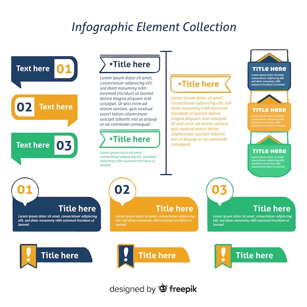 Infographic element collection in three colors