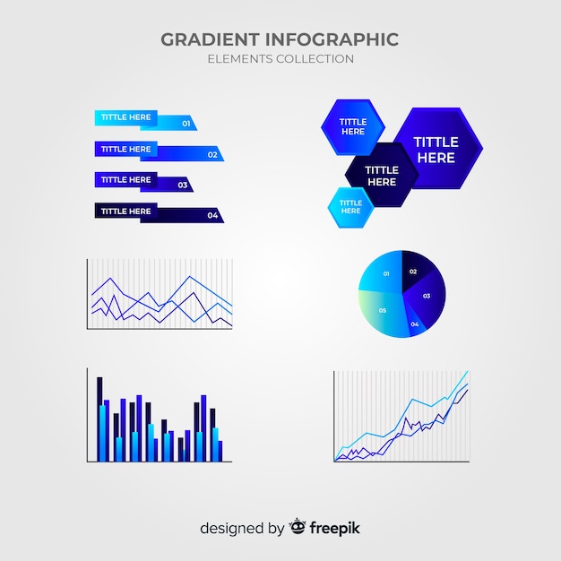 그라디언트 스타일 Infographic 요소 컬렉션