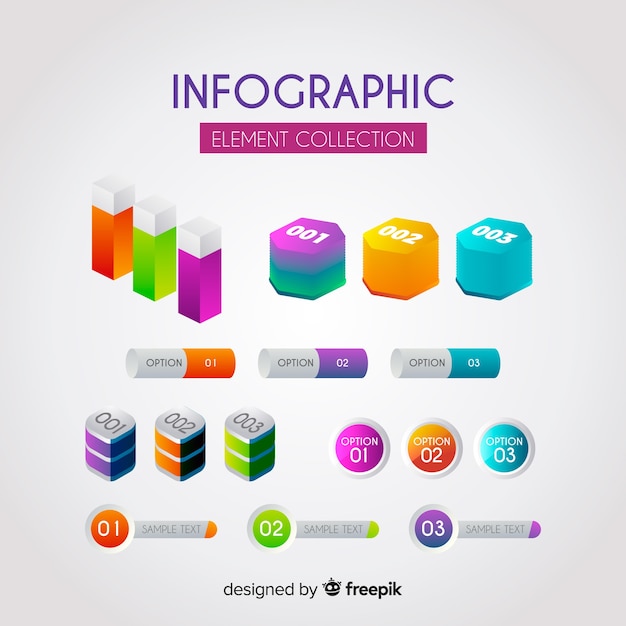 Vettore gratuito raccolta di elementi di infografica con stile sfumato