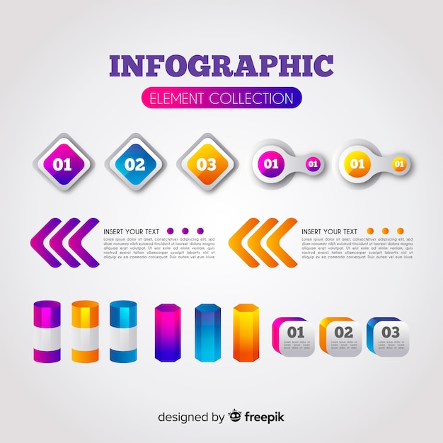 Коллекция инфографических элементов с градиентным стилем