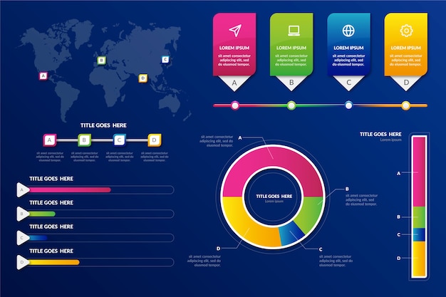 Vettore gratuito modello di pacchetto di elementi di infografica