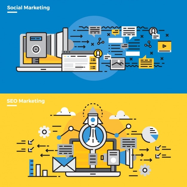 Free Vector infographic elements about social marketing