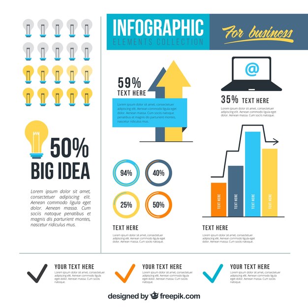 Infographic elements for business in yellow and blue colors