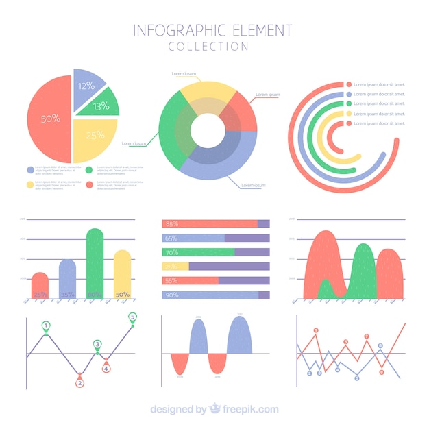 Vettore gratuito raccolta di elementi di infografica in stile piano