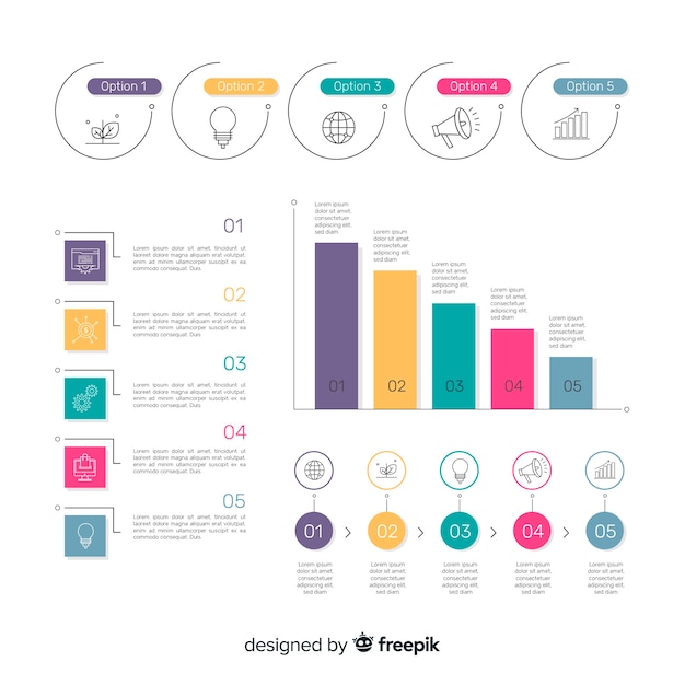 Vettore gratuito raccolta di elementi di infografica in stile piano