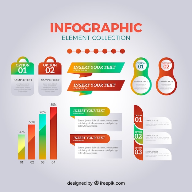 현실적인 스타일의 infographic 요소 컬렉션