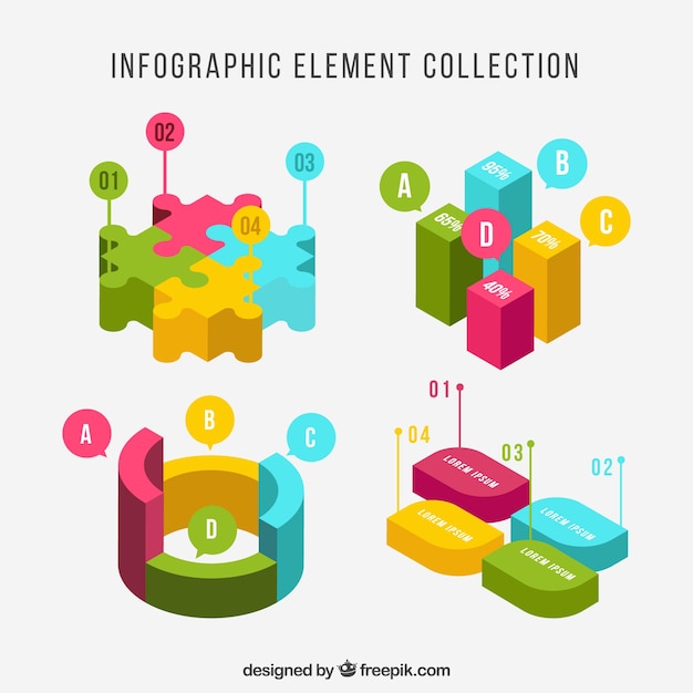 Infographic elements collection in isometric style