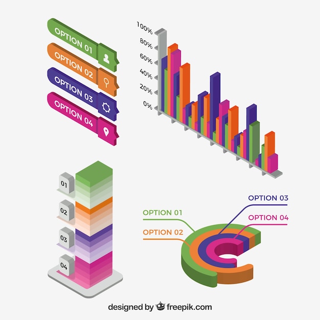 Infographic elements collection in isometric style