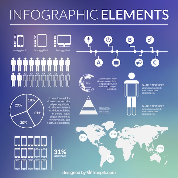 Infographic elements over a gradient background