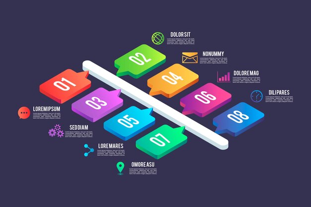 Infographic 요소 아이소 메트릭 스타일