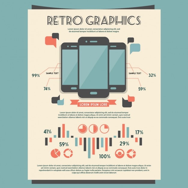 무료 벡터 휴대폰으로 infographic 요소